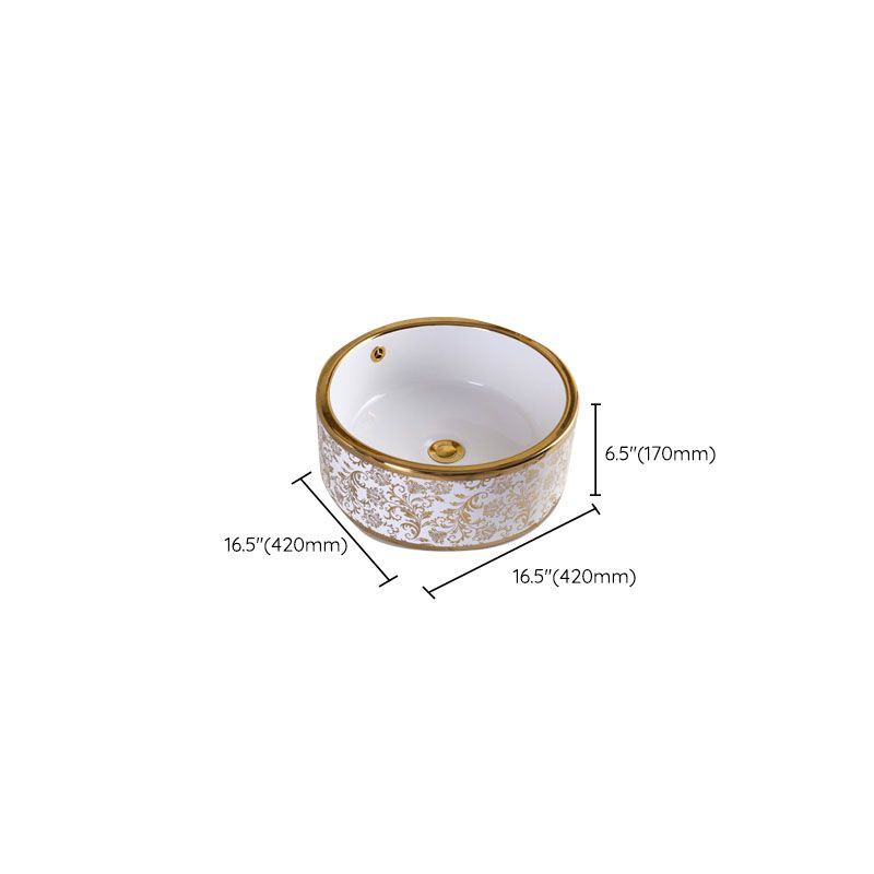 Traditional Vessel Sink Oval Porcelain with Pop-Up Drain and Faucet Vessel Lavatory Sink