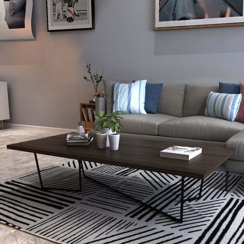 Dark Brown Solid Wood Coffee Table Abstract Coffee Cocktail Table