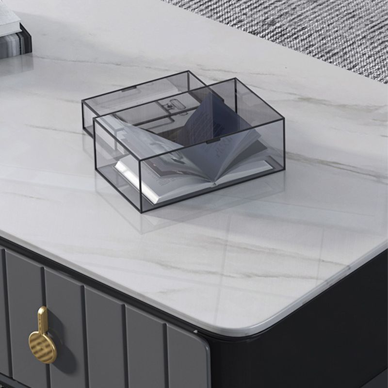 4 Legs Coffee Cocktail Table with Storage Drawers Modern Slate Top