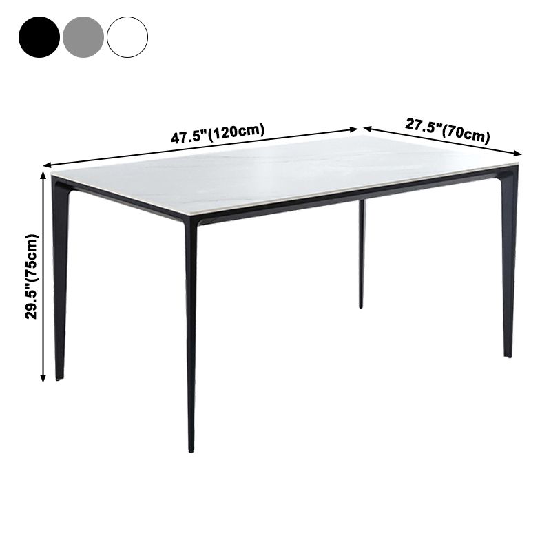 Industrial Sintered Stone Dining Table 4 Legs Solid Aluminum Base Rectangle Table for Home