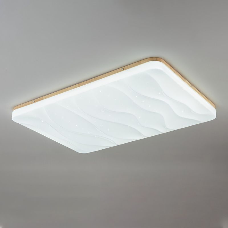 Lámpara de techo LED con forma geométrica, madera moderna, 1 luz, montaje empotrado para dormitorio, sala de estar