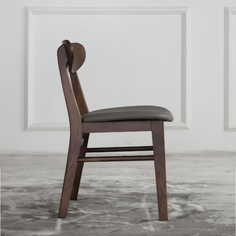 Industrial Upholstered Armless Chair Kitchen Solid Wood Dining Chair