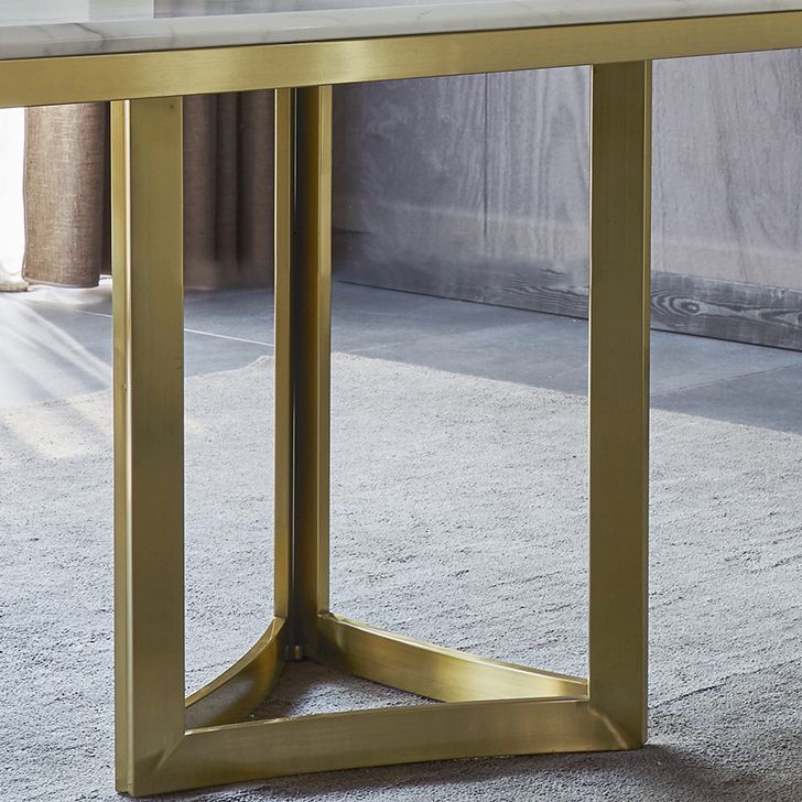 Metal Traditional Luxury Rectangle Table Sintered Stone Top Table for Dining Room