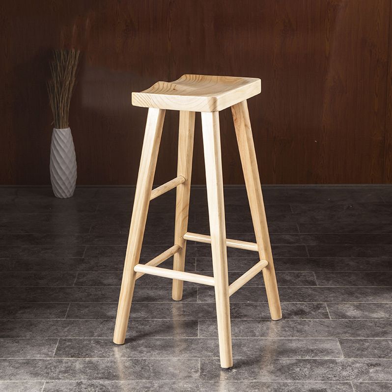 Industrial Bar and Counter Stool Natural Finish Stool with 4 Legs