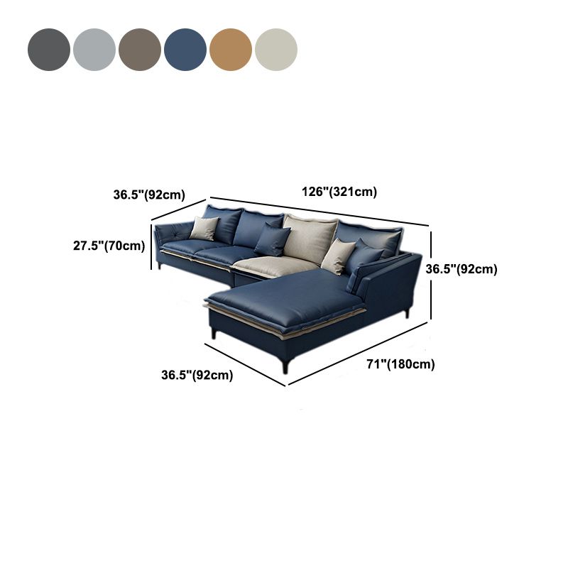 126.38-inch. Pillow Top-arm Faux Leather Sectionals with Pillowed Back Cushions