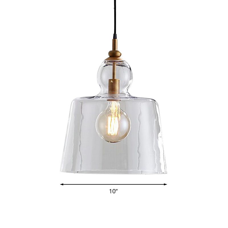 Industrial Upside-Down Trifle Pendant Lighting One-Light Clear Glass Hanging Light Fixture in Gold/Chrome