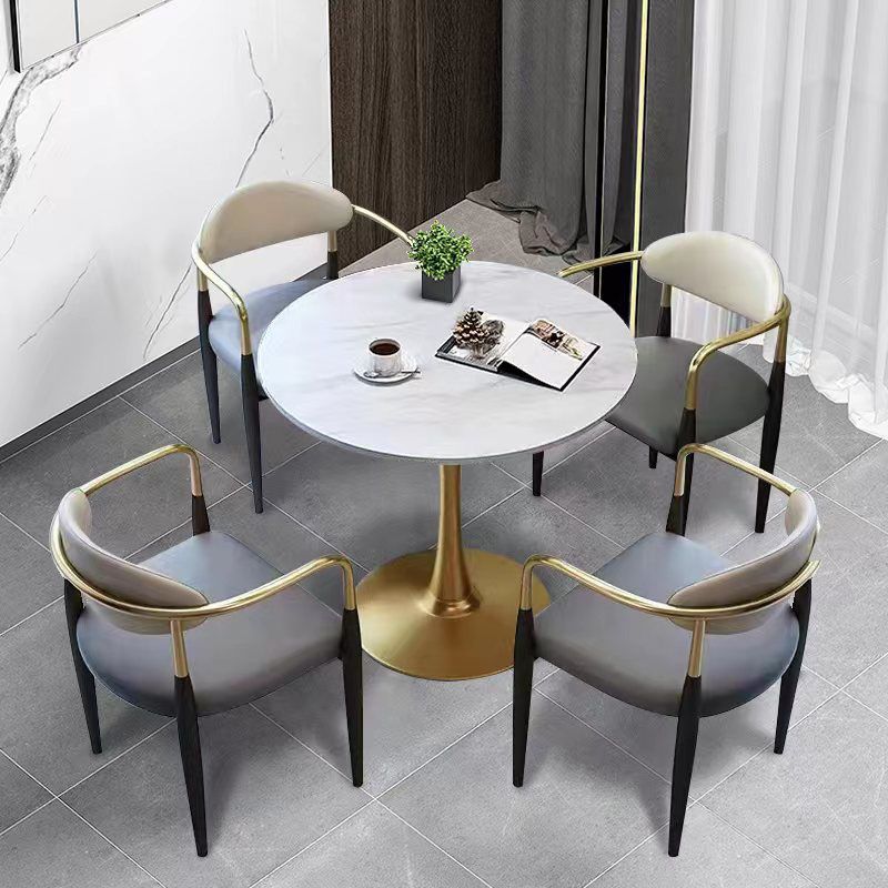 Modern Style Arm Chair Open Back Dining Chair with Metal Legs