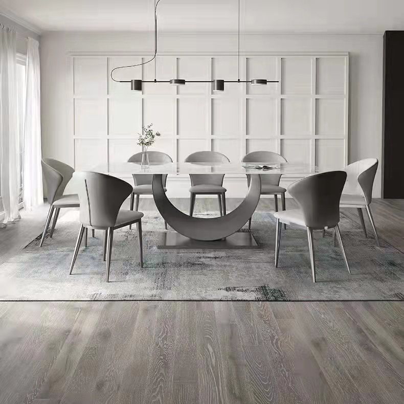 1/2/4/5/6/7/8 Pieces Dining Chair Set Sintered Stone Dining Room Set with Pedestal Base
