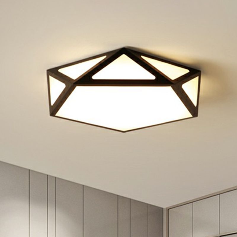 Slaapkamer plafondmontage verlichting moderne zwarte inbouw met geometrische acryl kap