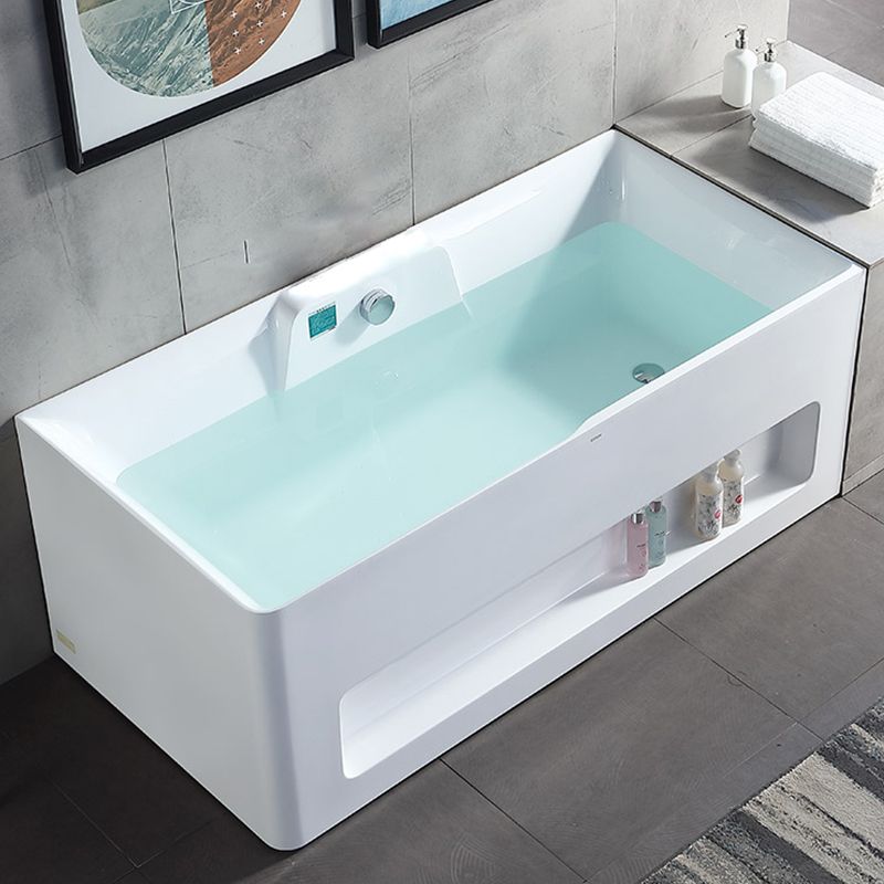 Modern Style Acrylic Bathtub Rectangle Back to Wall Bathroom Bathtub in White