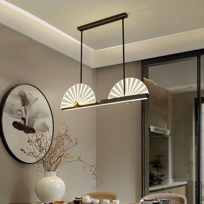 Modern Style Geometry Shape Island Lights Metal 3 Light Island Lighting in Black