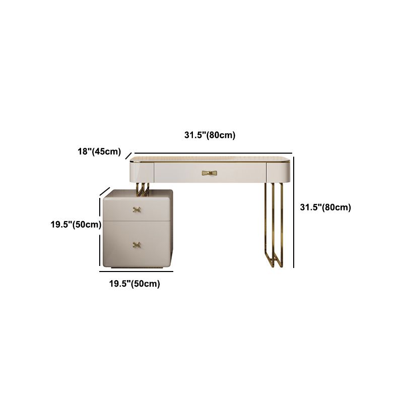 Glam Cream Makeup Vanity Table Dresser With Storage Drawers for Bedroom