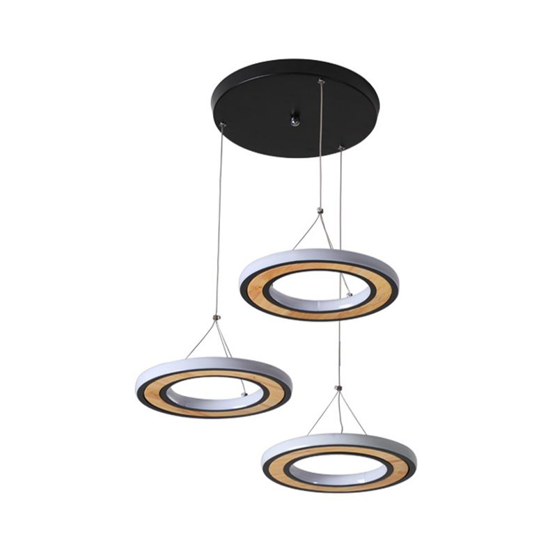 Anillo de metal LED Lighting Modern Style Modern 3 Lights Multi lámparas Coste en negro para sala de estar