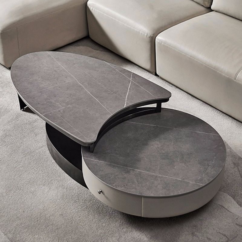 Slate Nesting Coffee Table Set Pedestal Coffee Table with 2 Drawers