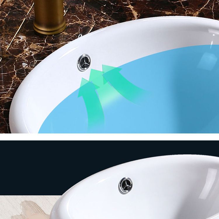 Modern Bathroom Sink Porcelain Oval-Shape Drop-in Bathroom Sink with Pop-Up Drain