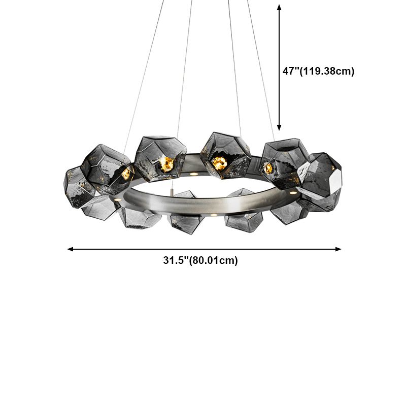 Postmodern Style Chandelier Multi Head Hanging Light with Glass Shade for Dining Room