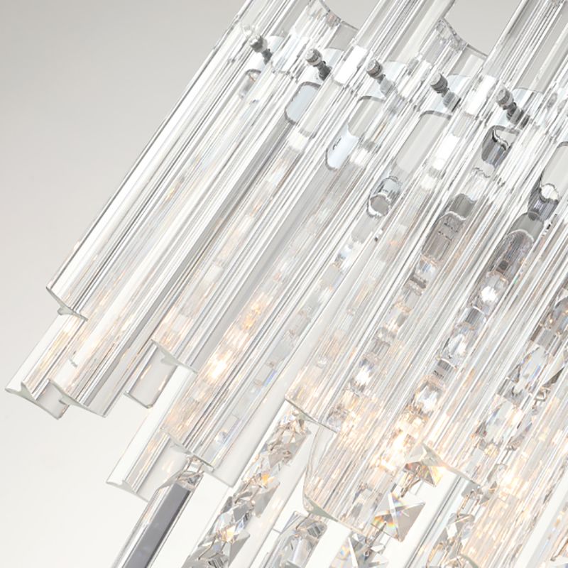 5 Lights Dining Room Chandelier Light Modern Chrome Hanging Light with Round/Rectangle Prism Crystal