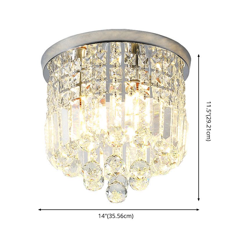 Teardrop Close to Ceiling Lighting Modern Style Crystal Chrome Ceiling Light Fixture