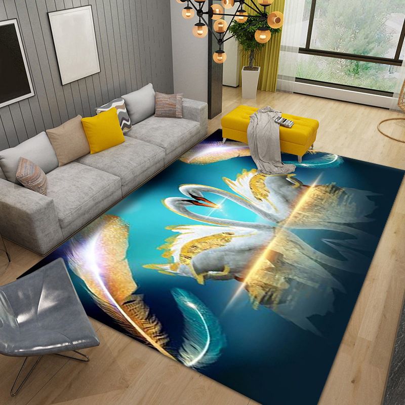 Modern Washable Carpet Novelty Deer Pattern Rug Polyester Stain Resistant Carpet for Home Decor