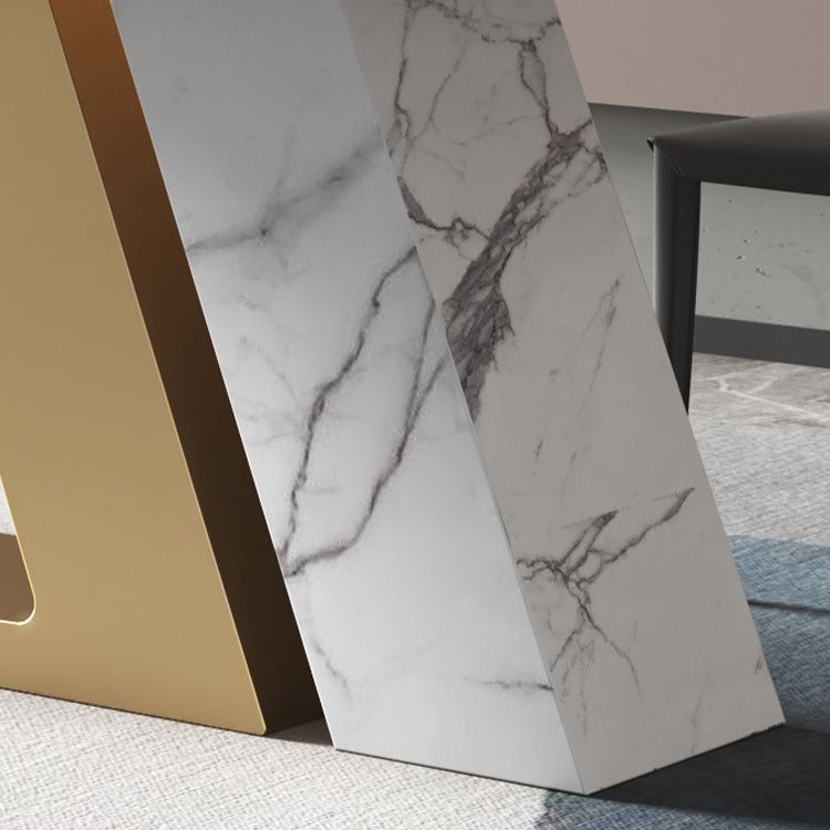 Glam Dining Rectangle Table Sintered Stone Table with Metal Legs for Home Use