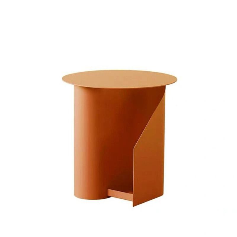 18.5" Tall Modern Mental Abstract Side Table Round Top End Table with Storage