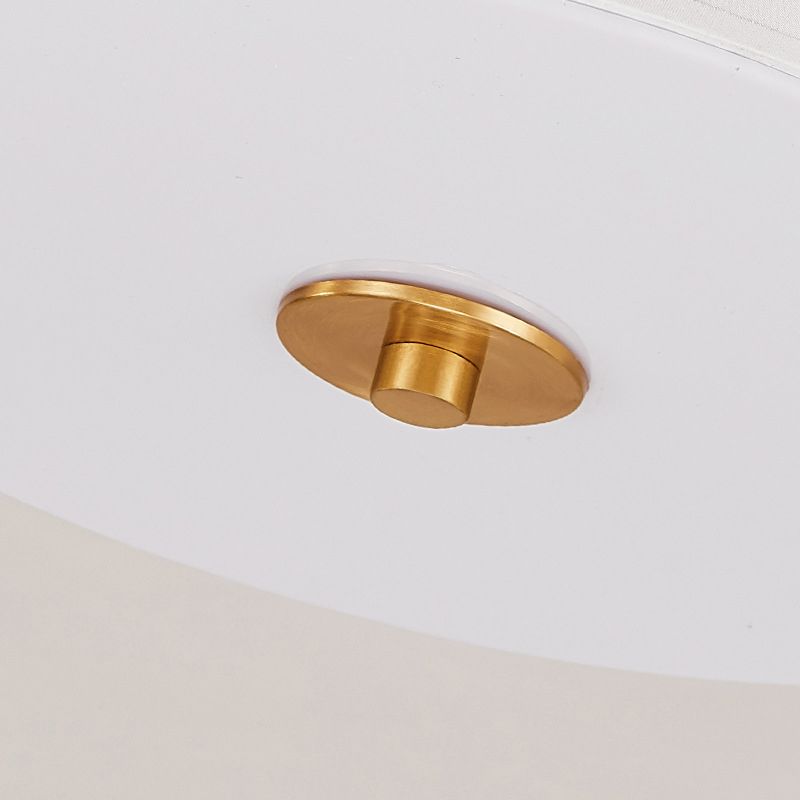 Brass Relief Design American Rustic Ceiling Light Drum Shaped Acrylic Shade Living Room Lighting Fixture