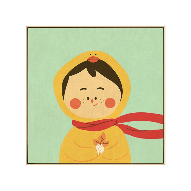 Kids Winter Clothing Wall Art Canvas Textured Soft Color Wall Decor for Kindergarten