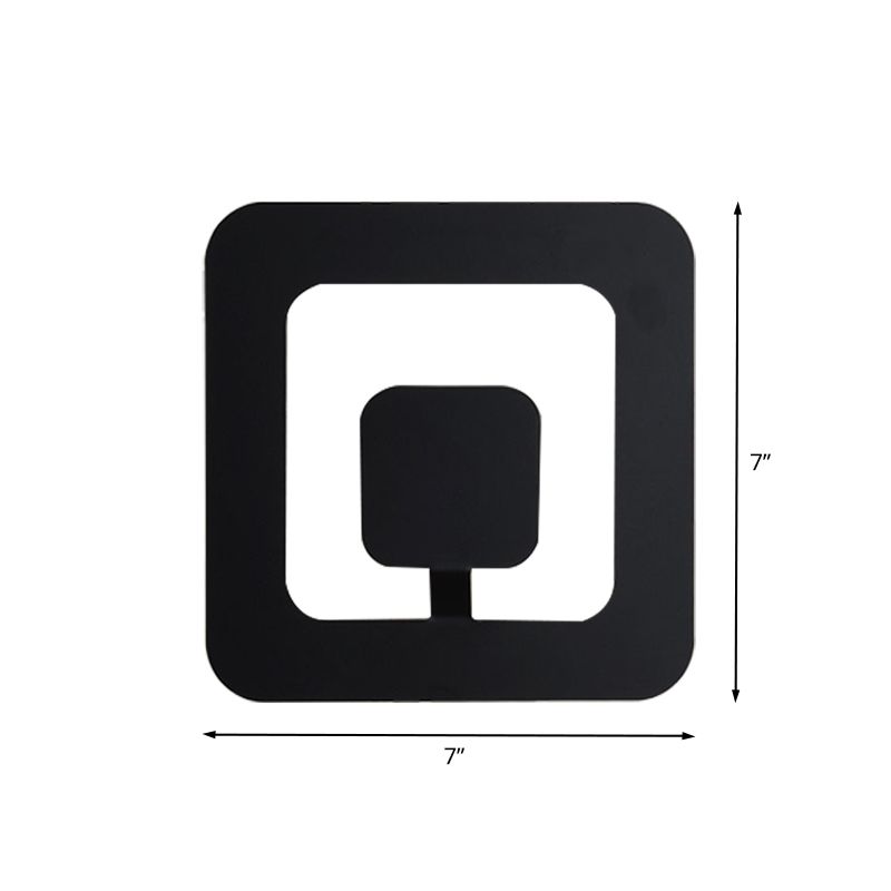 Minimalism Square Sconce Lamp Fixture Iron 7"/9" Wide LED Bedroom Wall Lighting Ideas in Black