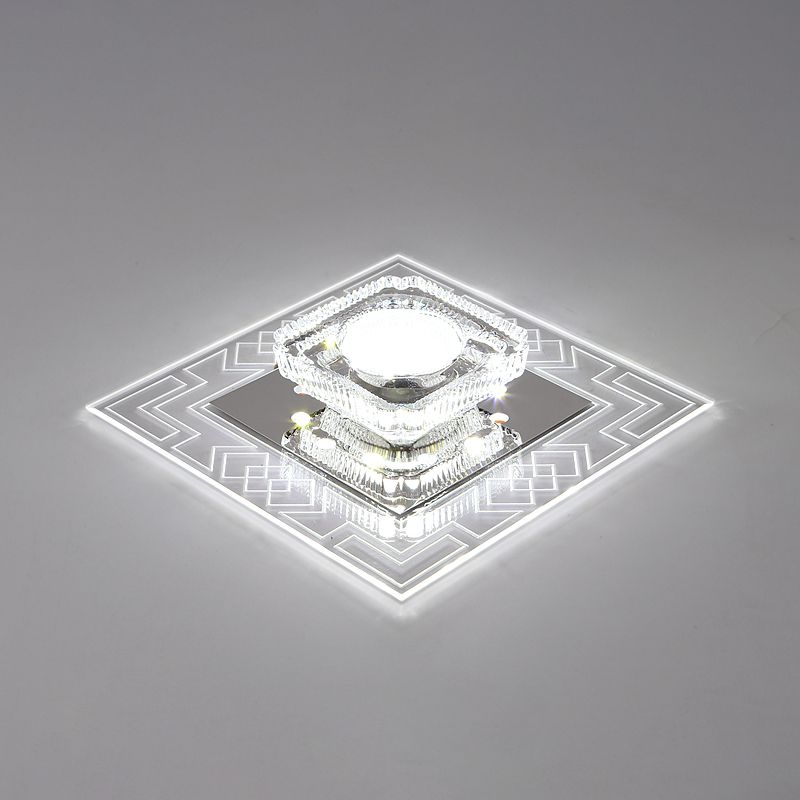 Plafonnier LED en cristal de style moderne, plafonnier encastré avec trou de 2 à 4 pouces de diamètre
