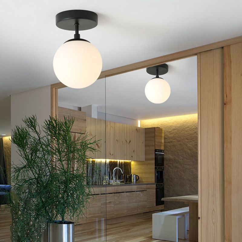 Contemporary Black Ceiling Light Globe Flush Mount Lighting for Home