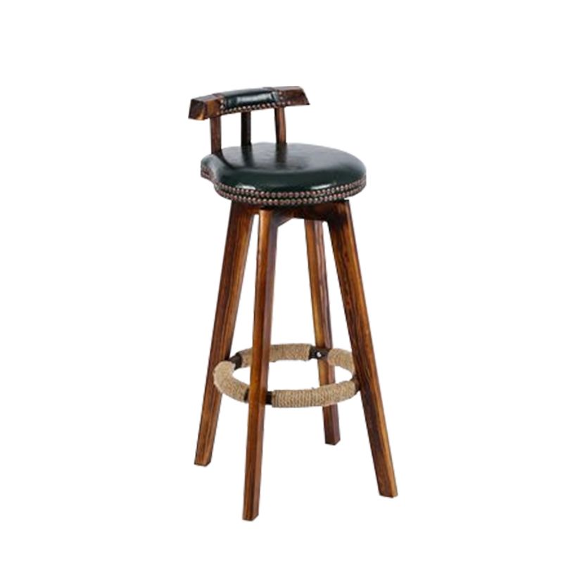 Industrial Low Back Dining Stools Armless Bar Stools with Wood Base