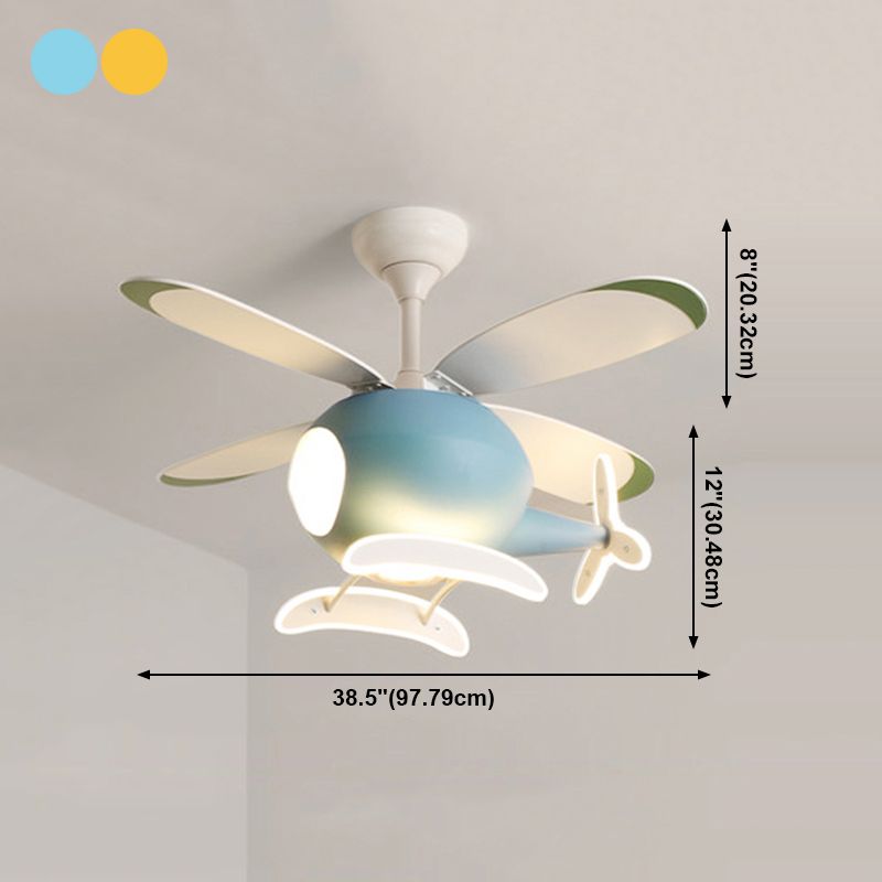 Deckenleuchte im Cartoon -Stil Lampe Metal Semi Flush Mount Leuchte mit Holzlüfterklinge