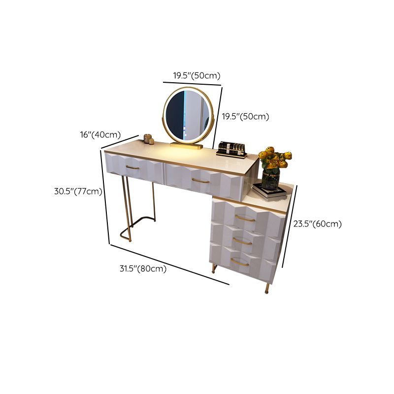 Contemporary Gold Lighted Mirror Bedroom With Drawer Wooden Make-up Vanity