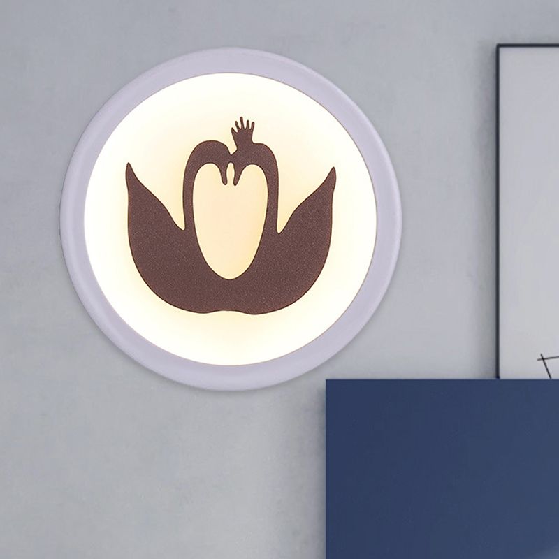 Swan silhouette mur mural lampe minimaliste de fer blanc de fer blanc à lad la lumière de la lumière pour chambre à coucher