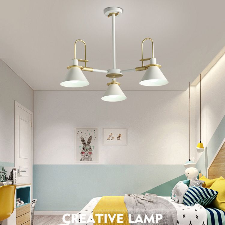 Conical Chandelier Pendant Light Minimalist Style Metal Living Room Suspension Light