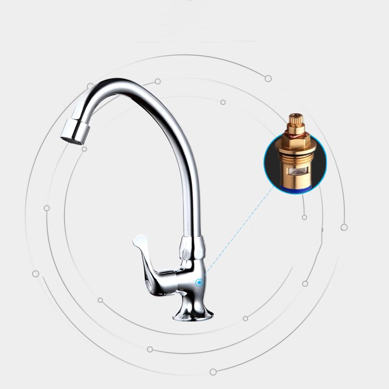 Modern Style Copper Kitchen Faucet Lever Handle Gooseneck Kitchen Faucet