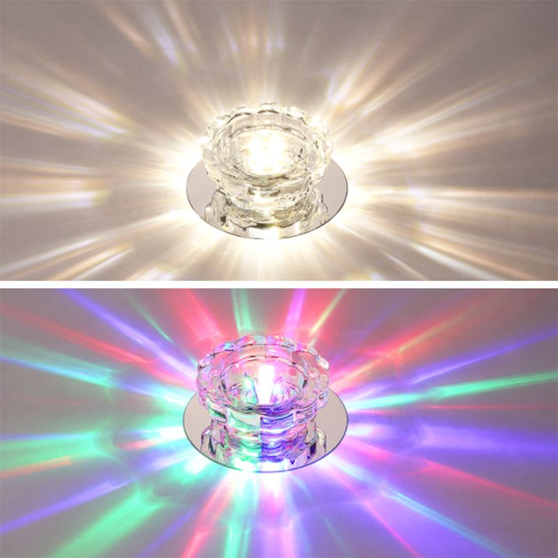 Mini plafonnier en cristal Downlight simplicité en acier inoxydable LED encastré éclairage