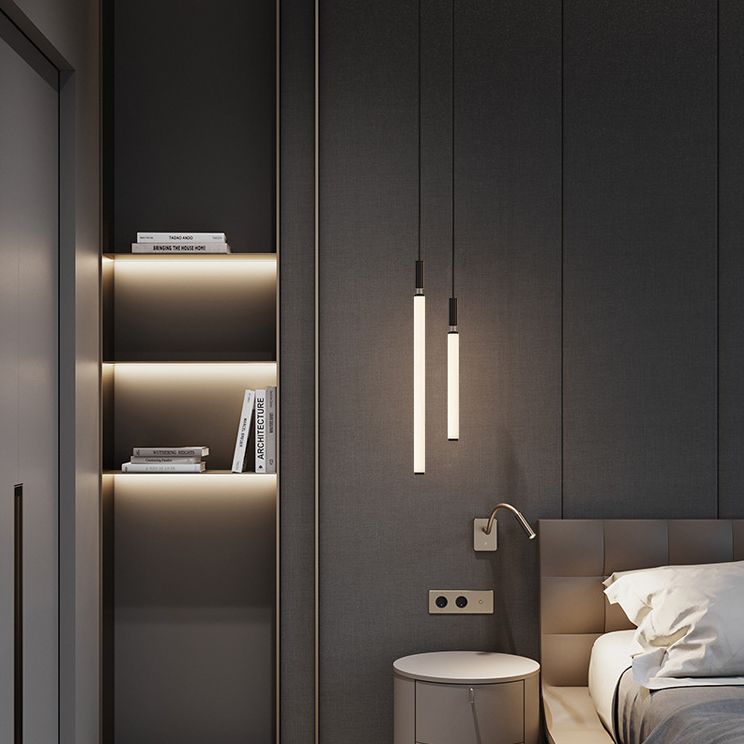 Lampada a sospensione del soffitto tubolare Minimalista Acrilico Black-White LED LEGGIO