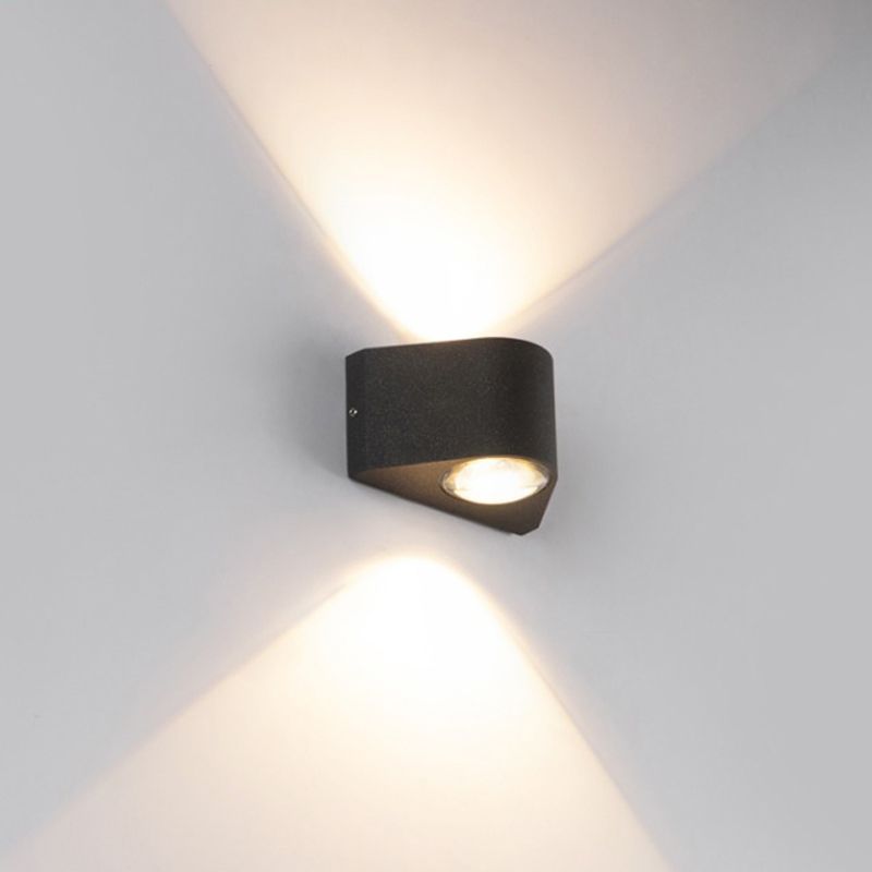 2 Light Geometric LED Wall Light Fixture Aluminum Wall Mounted Fixture in Black