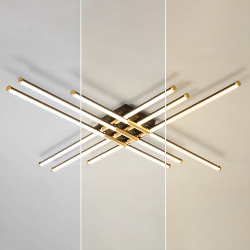 New Modern Linear Sputnik Flush Mount Ceiling Light Aluminum Living Room Flush Light