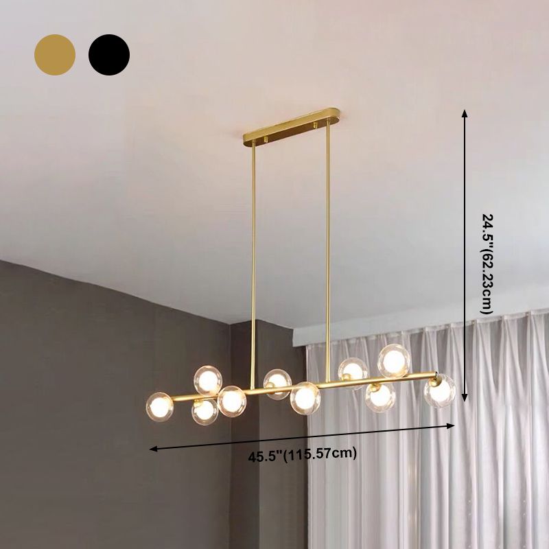 Modern Kitchen Island Lighting Round Hanging Island Lights with Clear Glass Shade