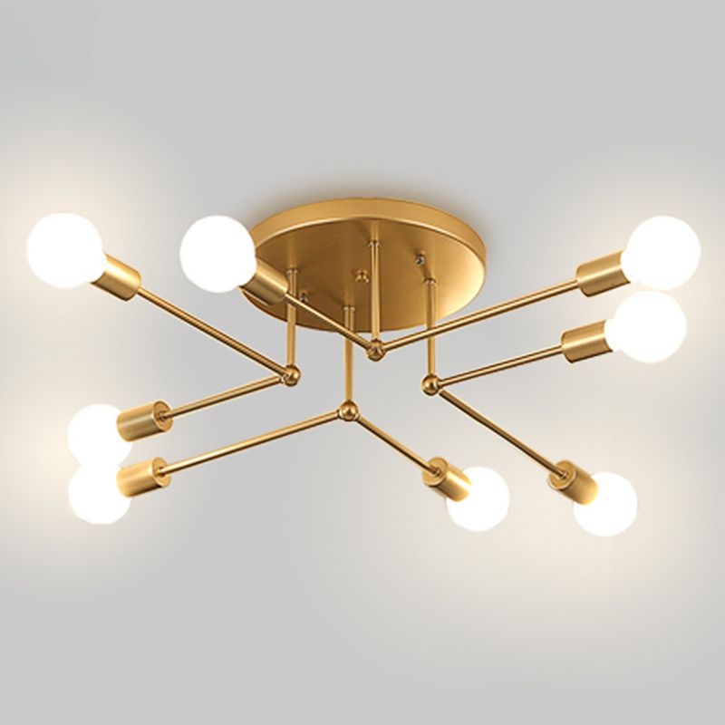 Sputnik Multi Light Ceiling Light Bare Bulb Restaurant Industrial Style Lighting Fixtures in Wrought Iron