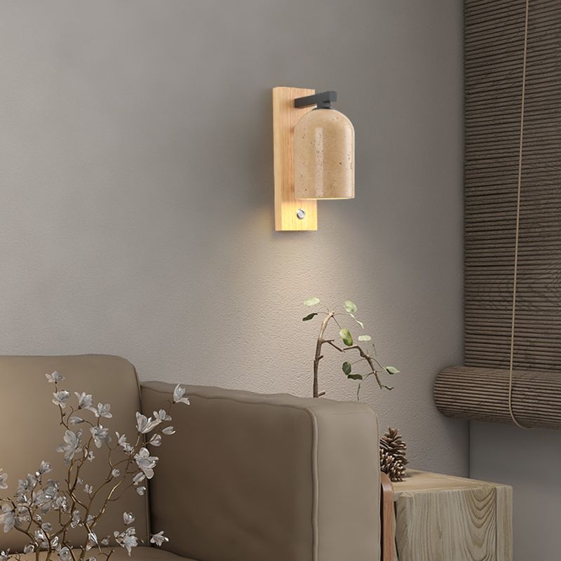 Modern Simple Wooden Wall Light Cylinder Shape Wall Lamp for Living Room