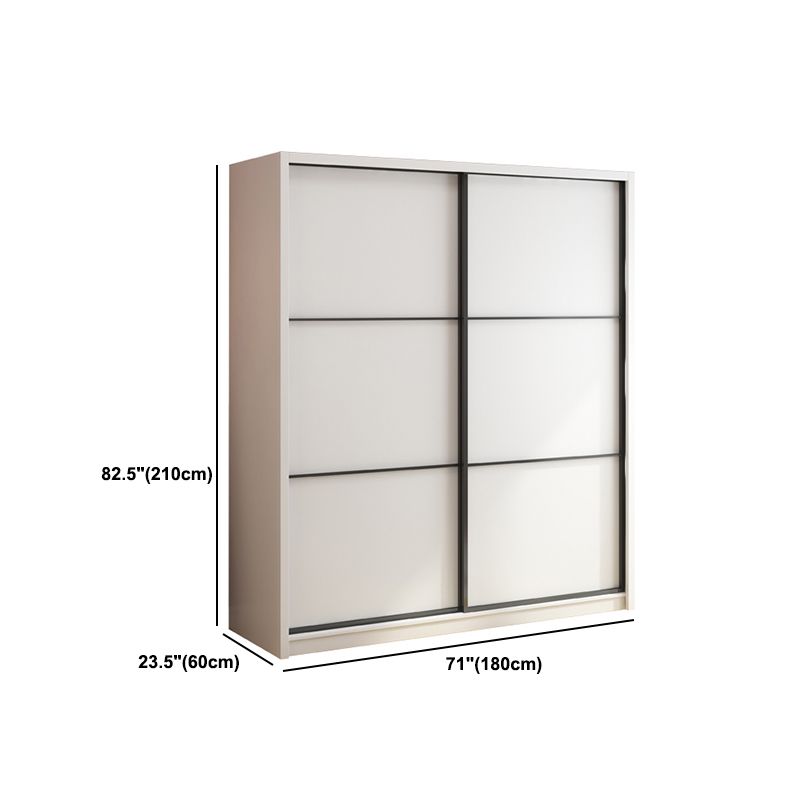 White Engineered Wood Wardrobe Armoire Modern Sliding Wardrobe Closet