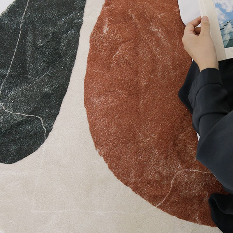 Orange Color Rug Polyester Rug Non-Slip Pet Friendly Washable Are Rug for Living Room