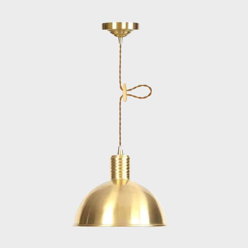 Dome Metal Drop Pendant Farmhouse 1 Light Living Room Hanging Ceiling Light in Gold