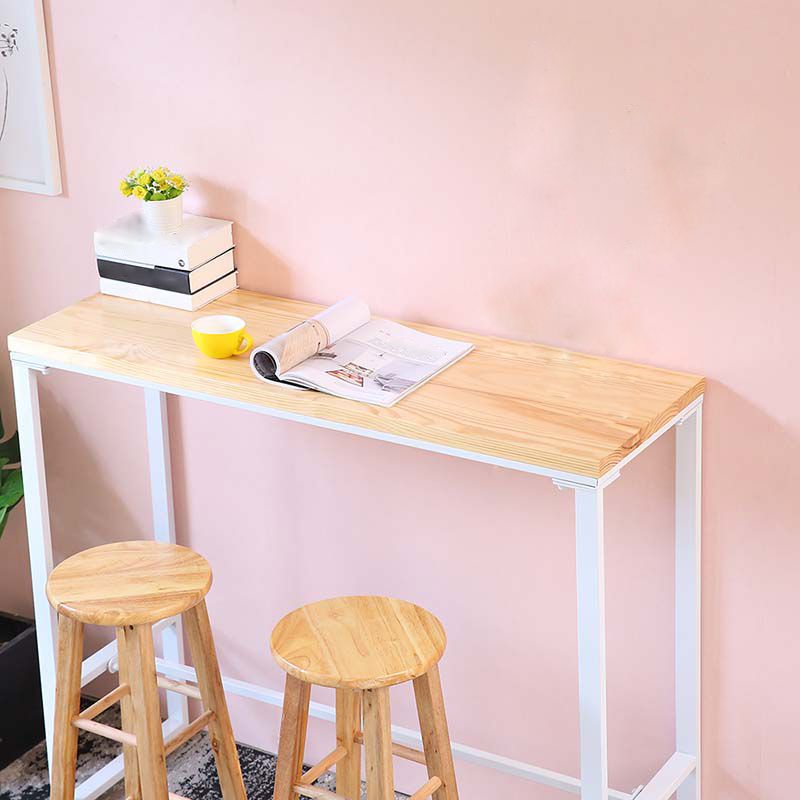 Industrial Style Bar Table Rectangle Solid Wood Bistro Bar Desk