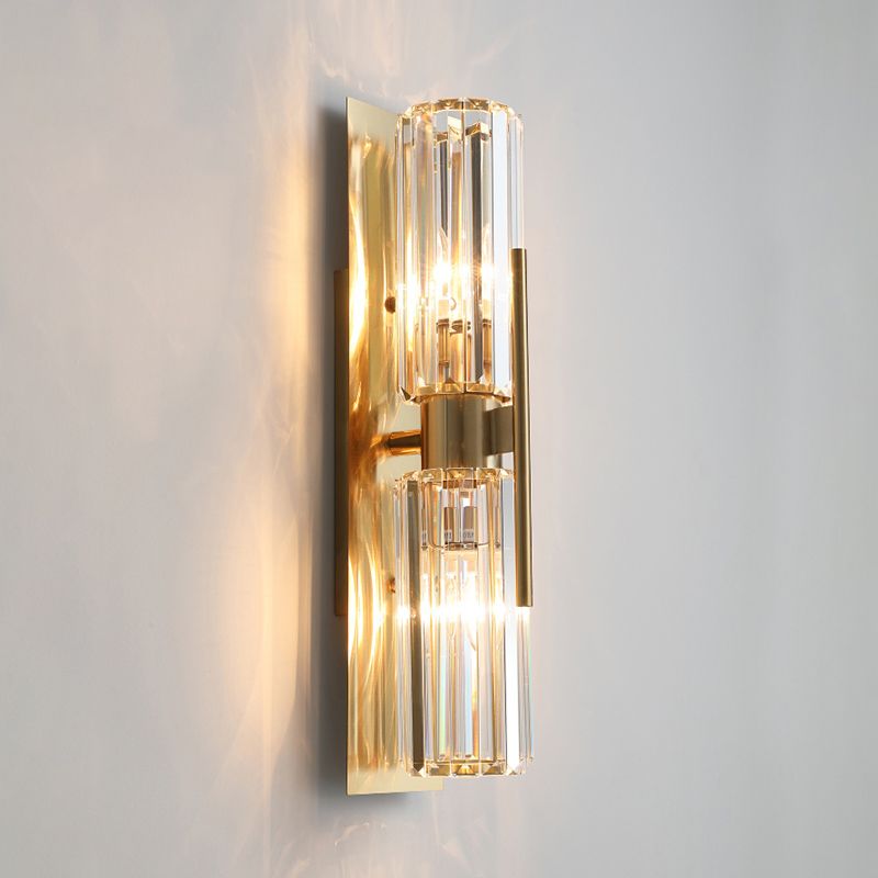 Gold Geometric Wall Sconce in Modern Luxury Style Warhing Fir Wall Lampe With Crystal Shade