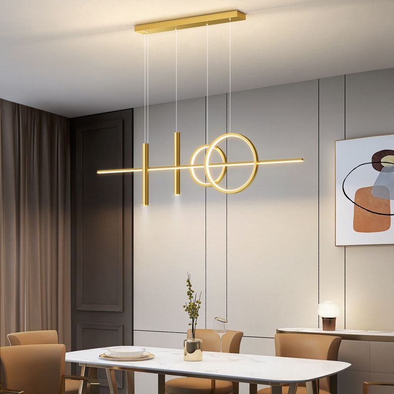 Contemporary 5-Light Golden Kitchen Island Lighting LED Ceiling Light