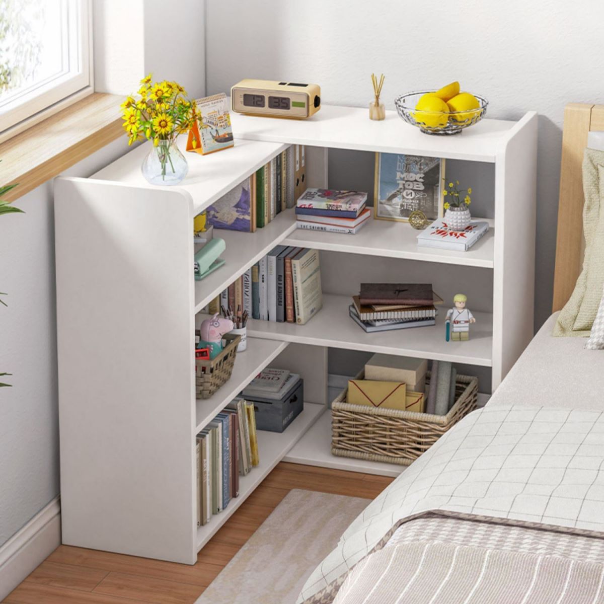 47" H Standard Shelf Bookcase Open Back Modern Engineered Wood Shelf Bookshelf